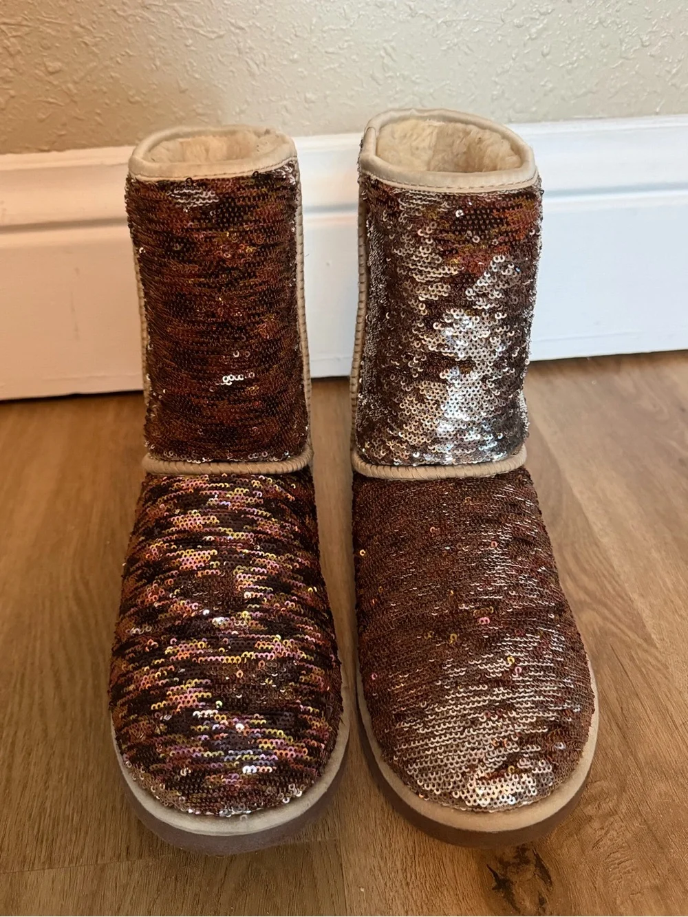 UGG Rose Gold Sequin Mid-Calf Boots